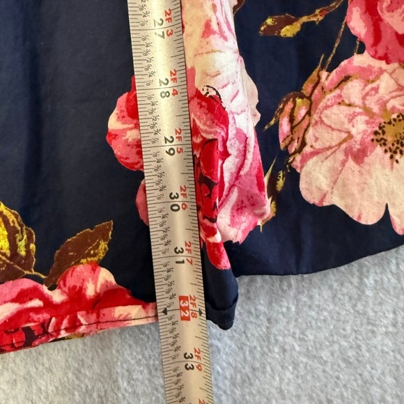 Navy Floral Sleeveless Fit Flare Dress Women's Size M Short Summer - Picture 7 of 13